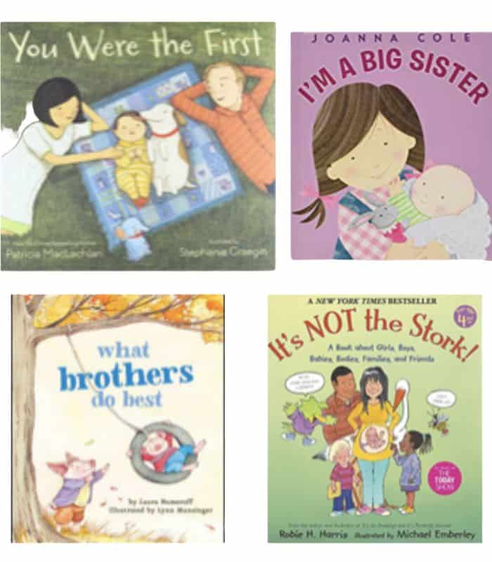 Four Books: What Brothers Do Best by Laura Numeroff, I’m A Big Sister by Joanna Cole, You Were the First by Patricia MacLachlan,
It’s Not the Stork by Robie H Harris 